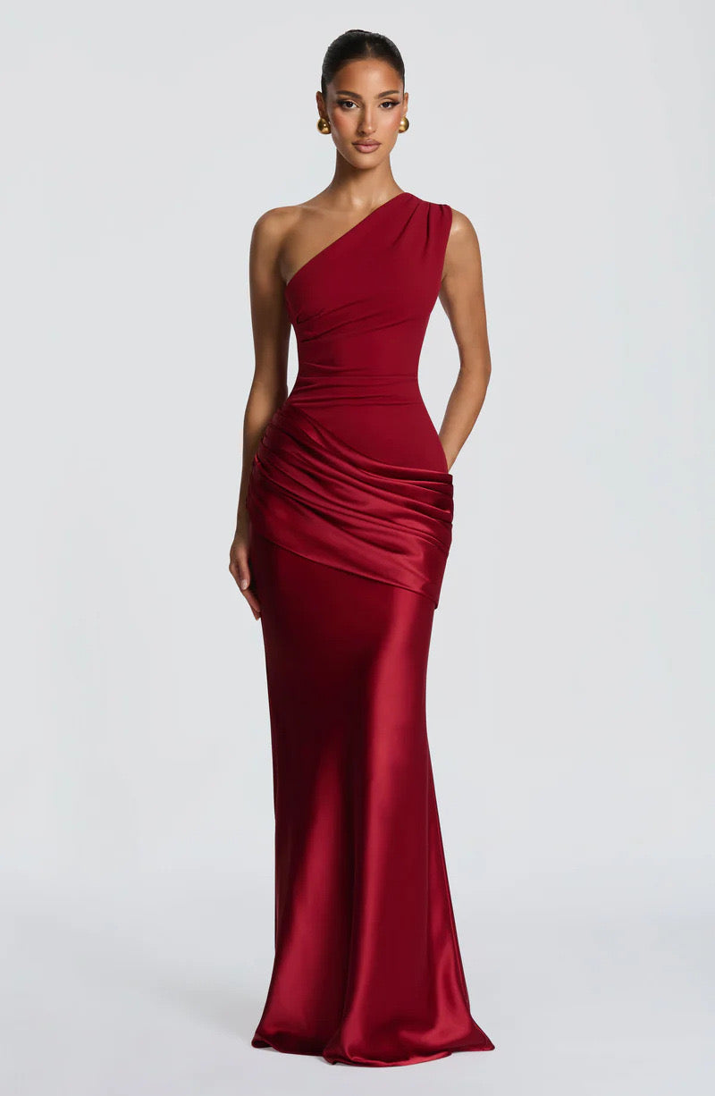 Capucine Maxi Dress | One-Shoulder, Draped Detail, Elegance
