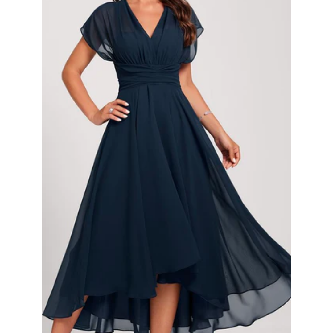 Robe Mousseline Agathe | Coupe Asymétrique, Taille Cintrée 2