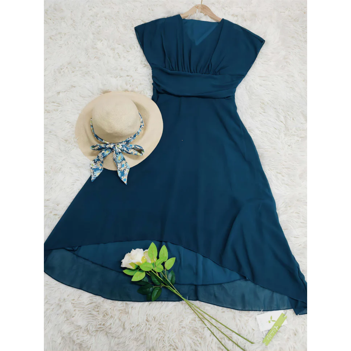 Robe Mousseline Agathe | Coupe Asymétrique, Taille Cintrée 1