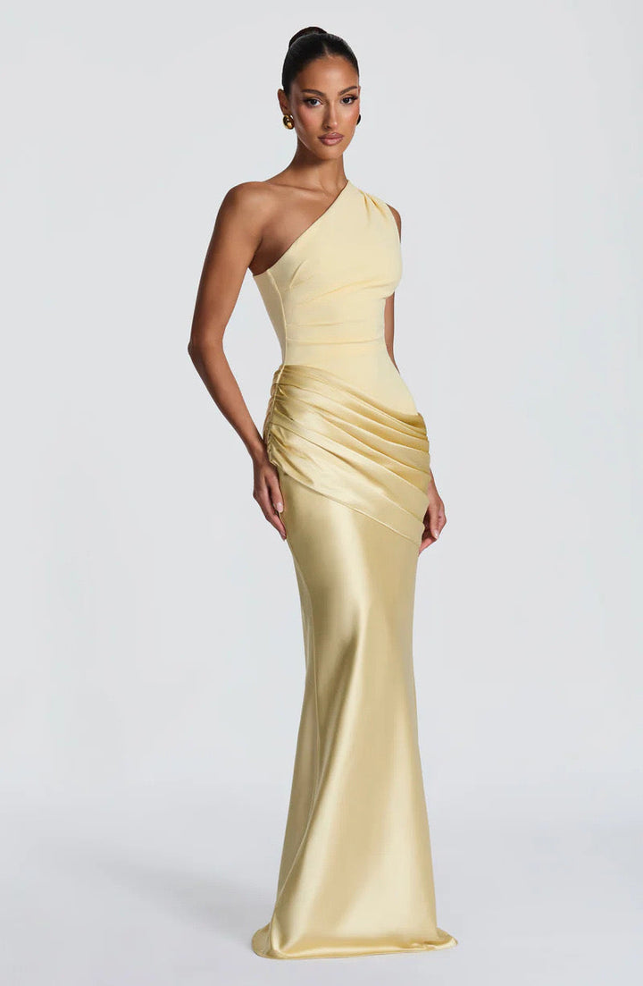 Capucine Maxi Dress | One-Shoulder, Draped Detail, Elegance
