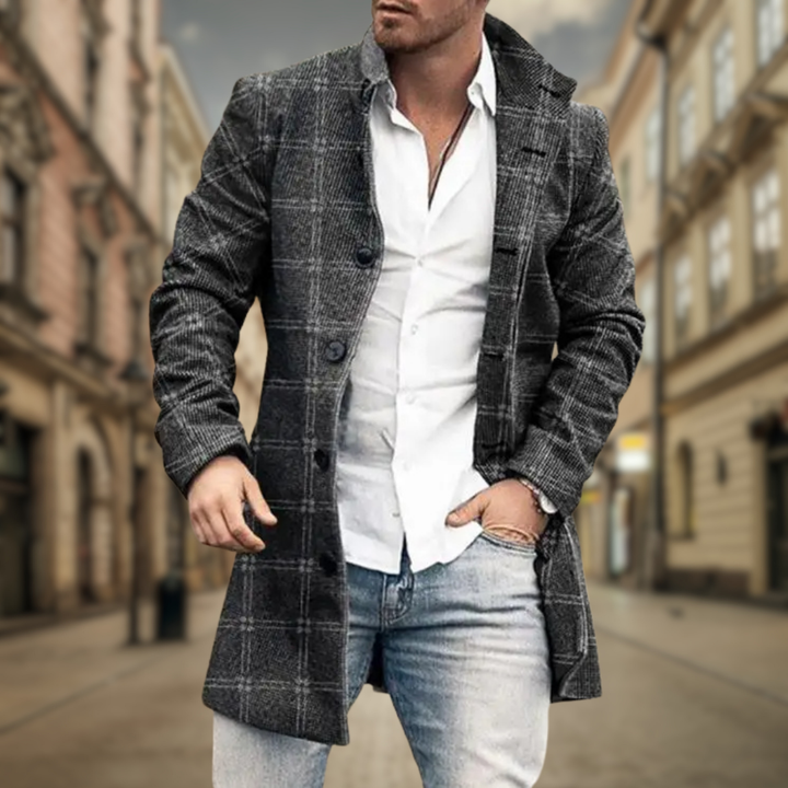 Manteau Élégant Maxime | Homme, Coupe Ajustée à Carreaux 1