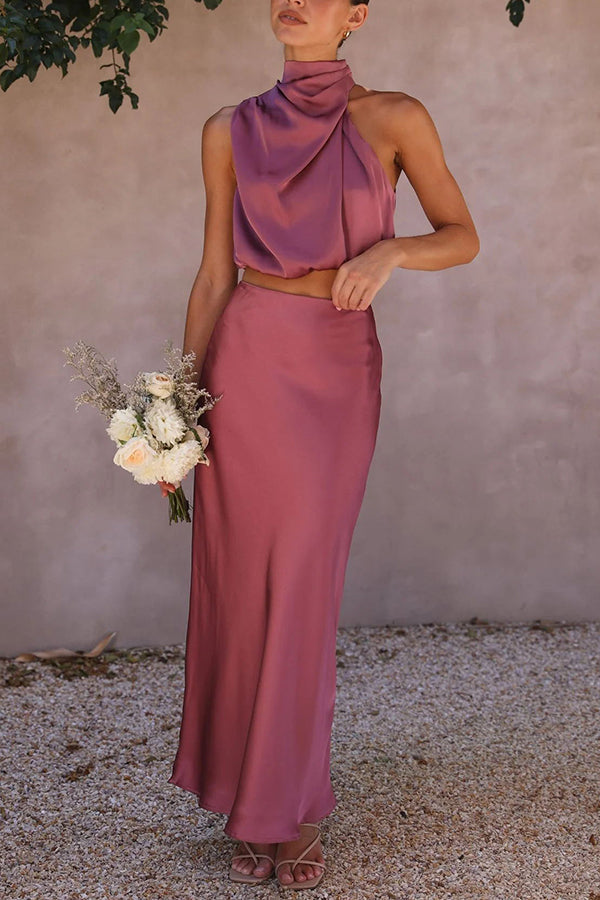 Robe Satinée Adèle | Dos Nu, Élégance Minimaliste, Maxi 1