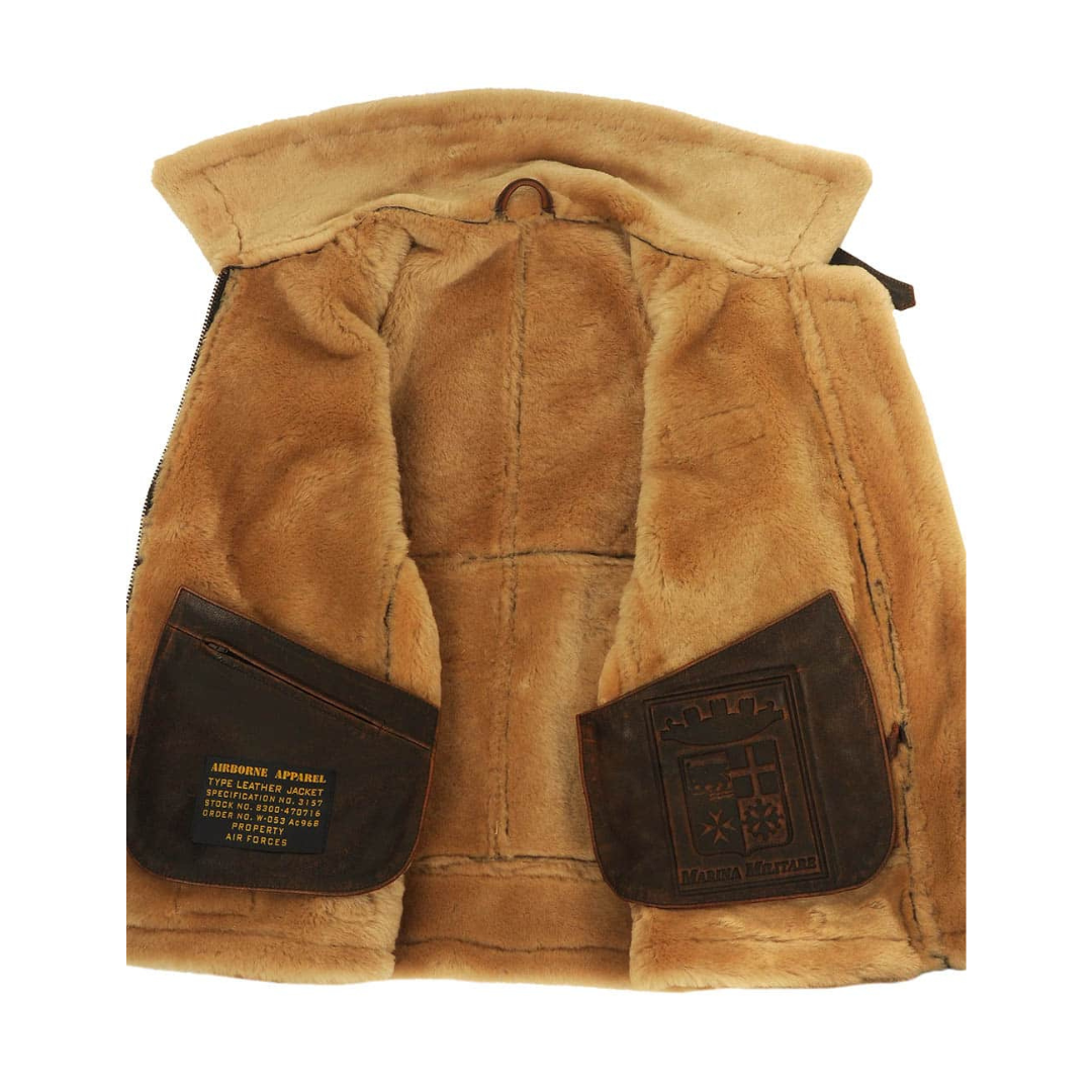 Veste de Pilote Ethan | Homme, Col en Peau Lainée, Cuir Vintage 8