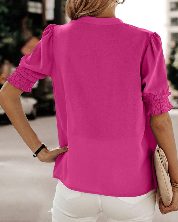 Blouse Manches Courtes Alice | Col V, Tissu Léger et Fluide 2