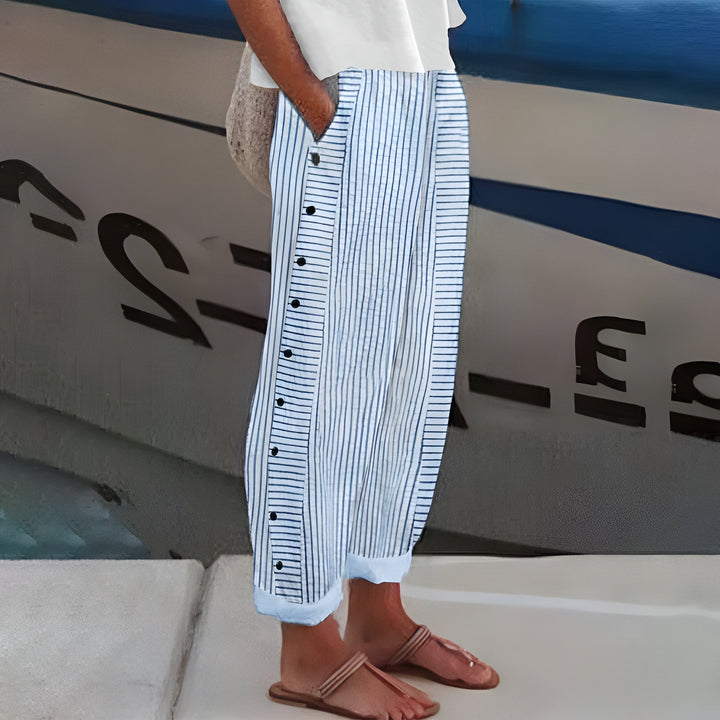 Pantalon Rayé Chloé Femme | Taille Haute, Coupe Fluide Bord de Mer 0