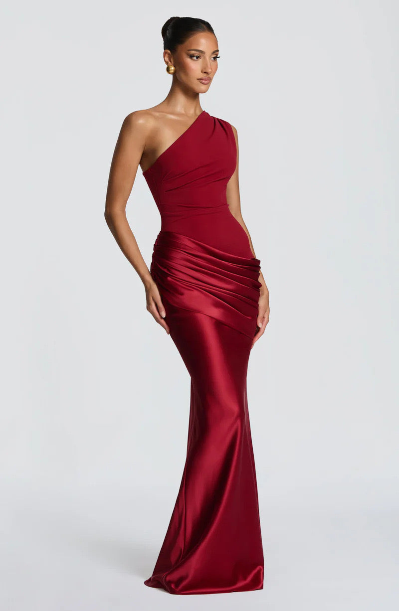 Capucine Maxi Dress | One-Shoulder, Draped Detail, Elegance