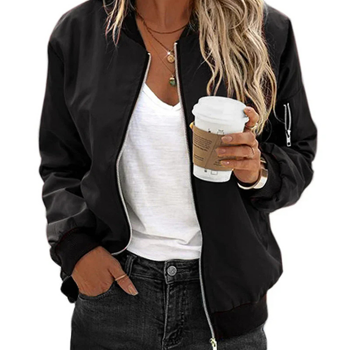Veste Bomber Courte Lina Femme | Fermeture Zippée, Finitions Côtelées 0