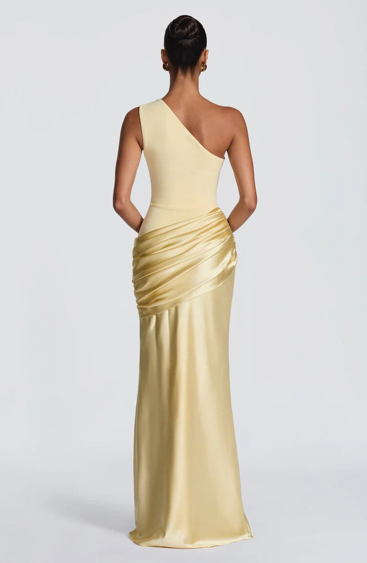 Capucine Maxi Dress | One-Shoulder, Draped Detail, Elegance