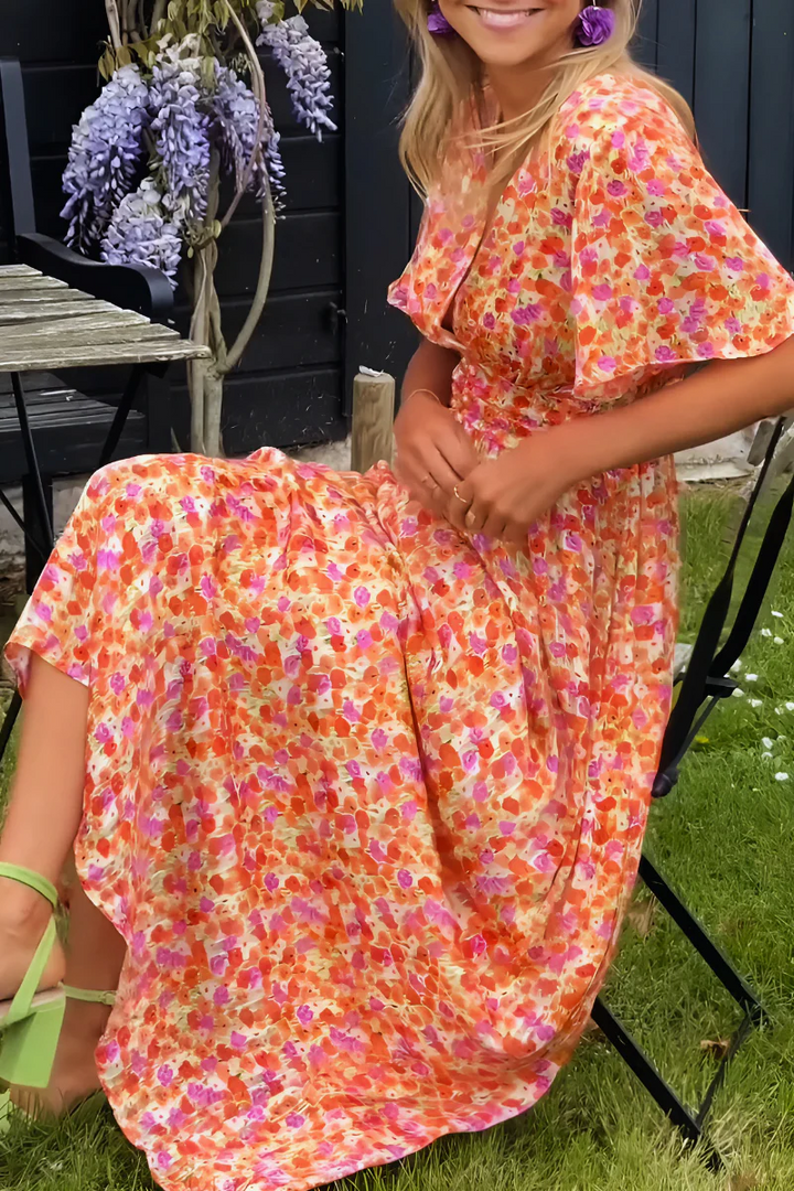 Robe Fleurie Alice | Taille Élastique, Manches Courtes, Été Chic 4