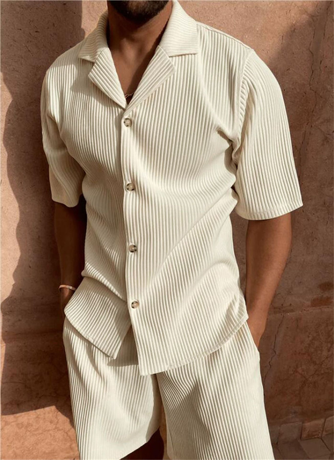 Ensemble Chemise et Short Antoine Homme | Tissu Texturé, Col Ouvert 0