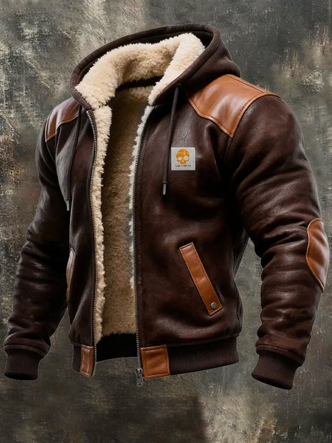 Veste Vintage Nathan | Homme, Daim et Cuir, Avec Capuche 1