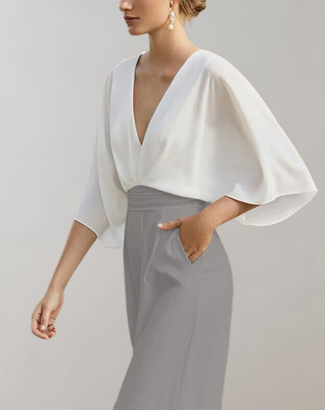 Combinaison Ample Louise Femme | Col V, Manches Amples, Taille Marquée 9