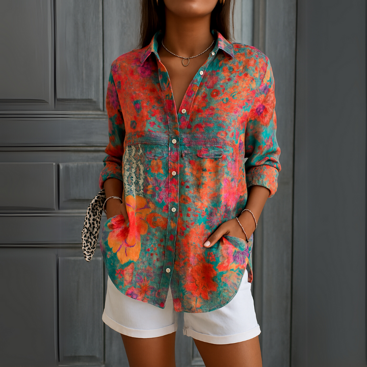 Blouse Alienor | Imprimé Floral Vif, Coupe Fluide Élégante 0