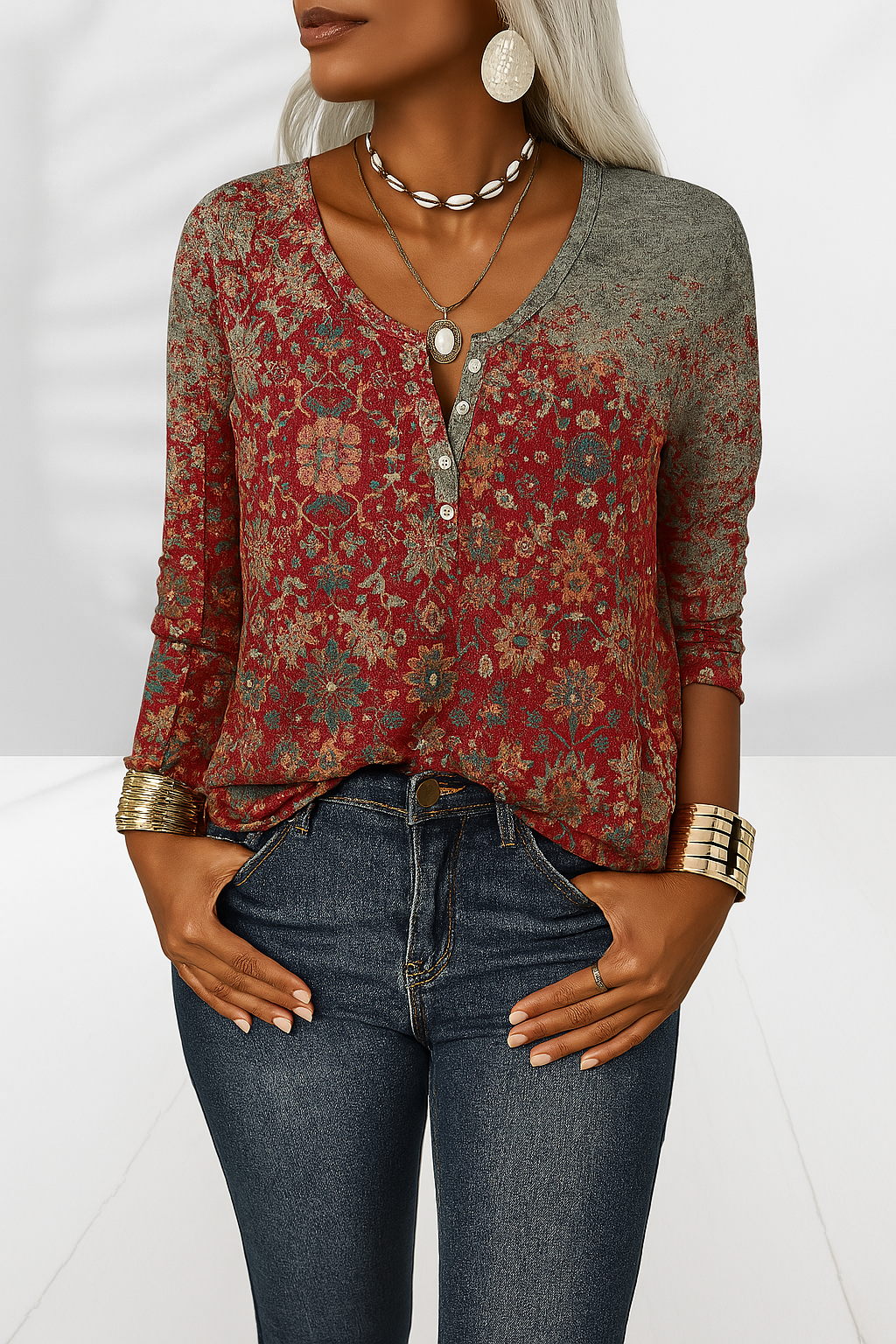 Blouse Alina | Élégante, style boho floral, coupe ample 0