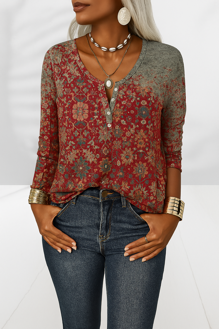 Blouse Alina | Élégante, style boho floral, coupe ample 0