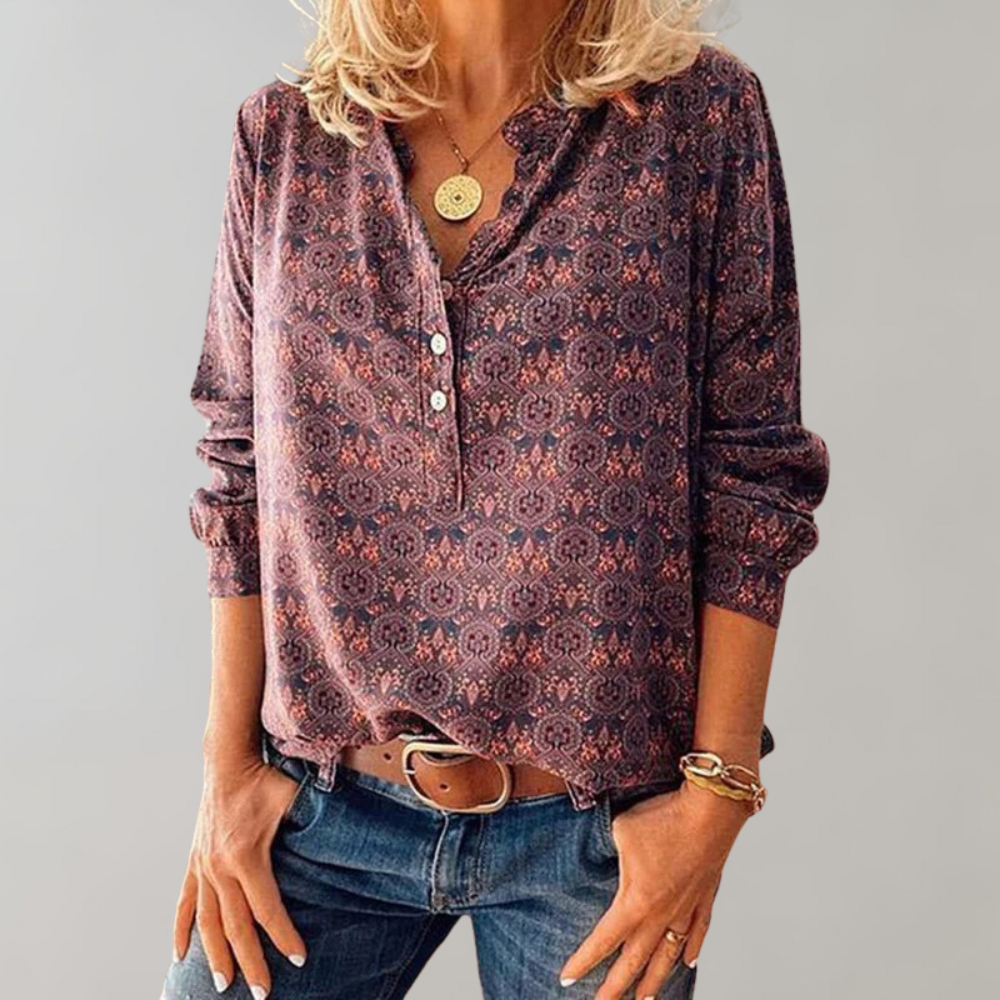 Blouse Amelia | Imprimé bohème, coupe décontractée femme 2