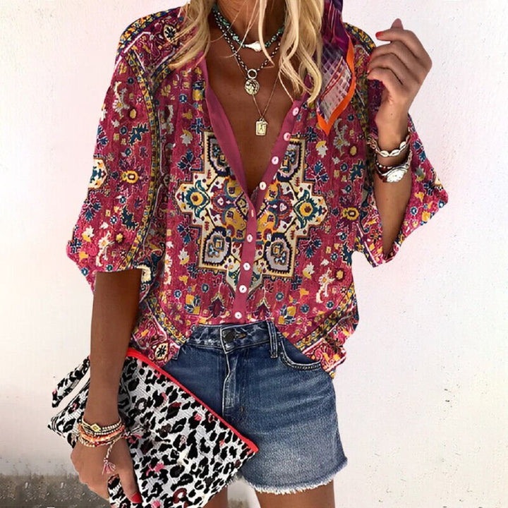 Blouse Bella | Imprimé Élégant, Manches Trois-Quarts, Chic pour Femme 2