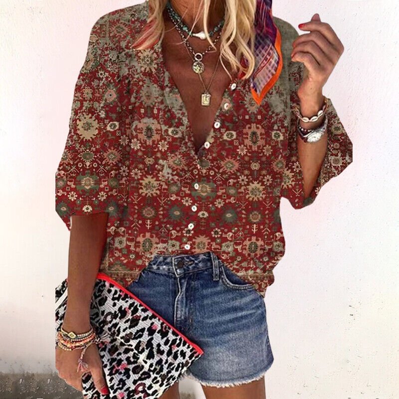 Blouse Bella | Imprimé Élégant, Manches Trois-Quarts, Chic pour Femme 3