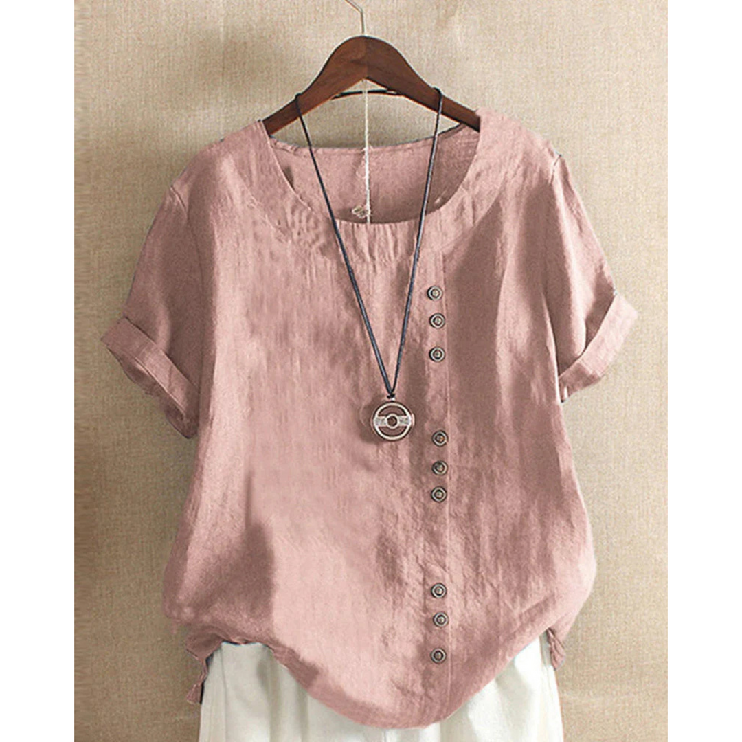 Blouse Bella | Manches Courtes, Col Rond, Tissu Léger et Fluide 0