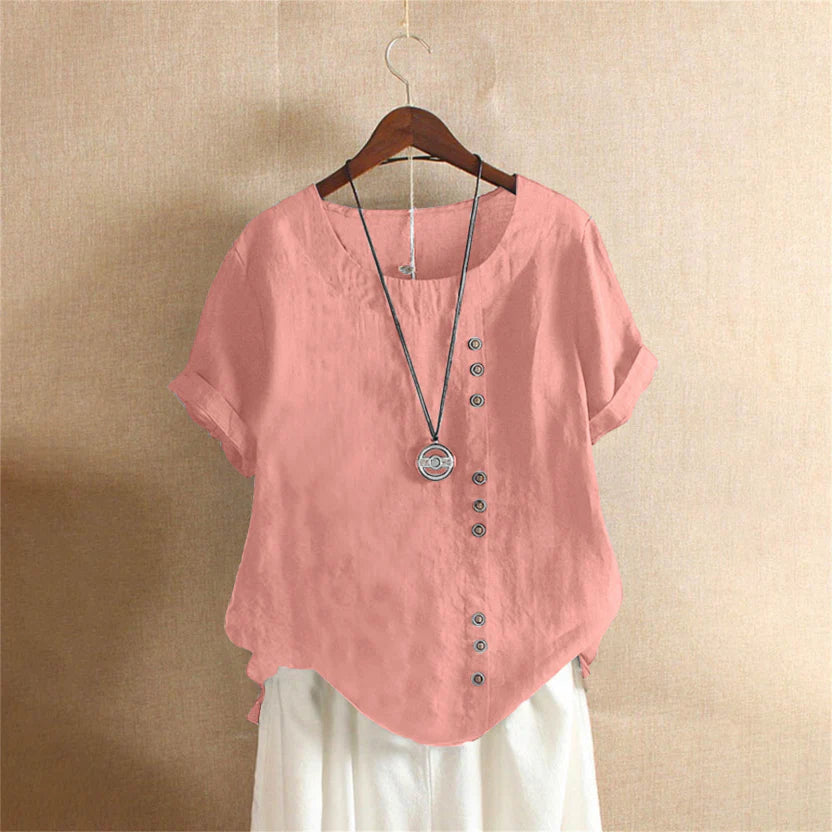 Blouse Brina Femme | Lin Léger, Coupe Ample & Boutons Décoratifs 0
