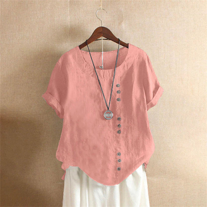 Blouse Brina Femme | Lin Léger, Coupe Ample & Boutons Décoratifs 0