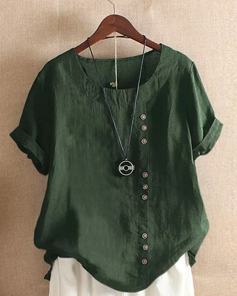 Blouse Brina Femme | Lin Léger, Coupe Ample & Boutons Décoratifs 1
