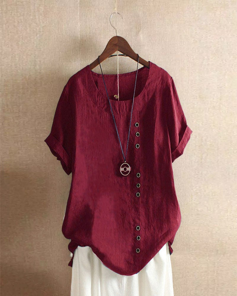 Blouse Brina Femme | Lin Léger, Coupe Ample & Boutons Décoratifs 5