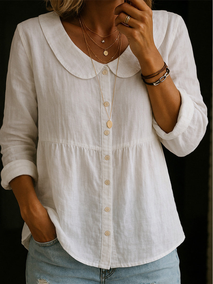 Blouse Femme Mira | Élégance Rétro, Tissu Souple & Manches Longues 0