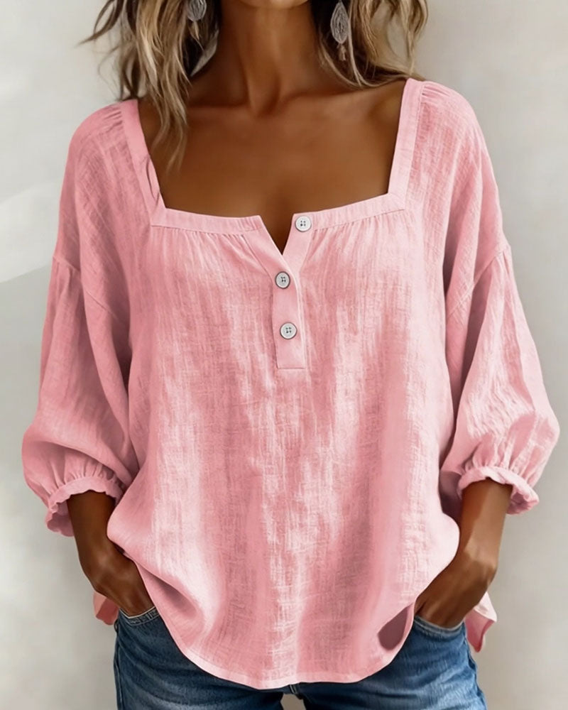 Blouse Femme Mira | Encolure Carrée, Manches 3/4 & Coupe Fluide 0