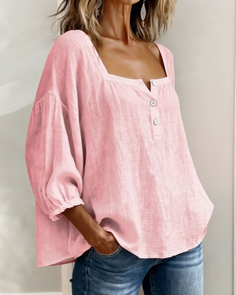 Blouse Femme Mira | Encolure Carrée, Manches 3/4 & Coupe Fluide 5