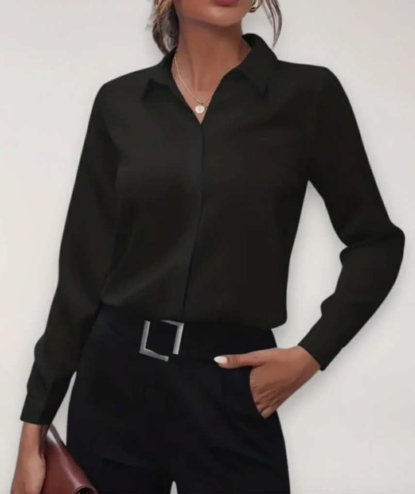Blouse Femme Pauline | Élégance Minimaliste, Col Structuré 0