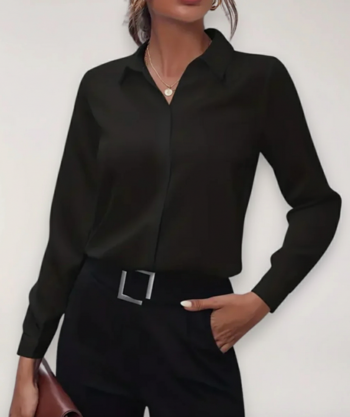Blouse Femme Pauline | Élégance Minimaliste, Col Structuré 0
