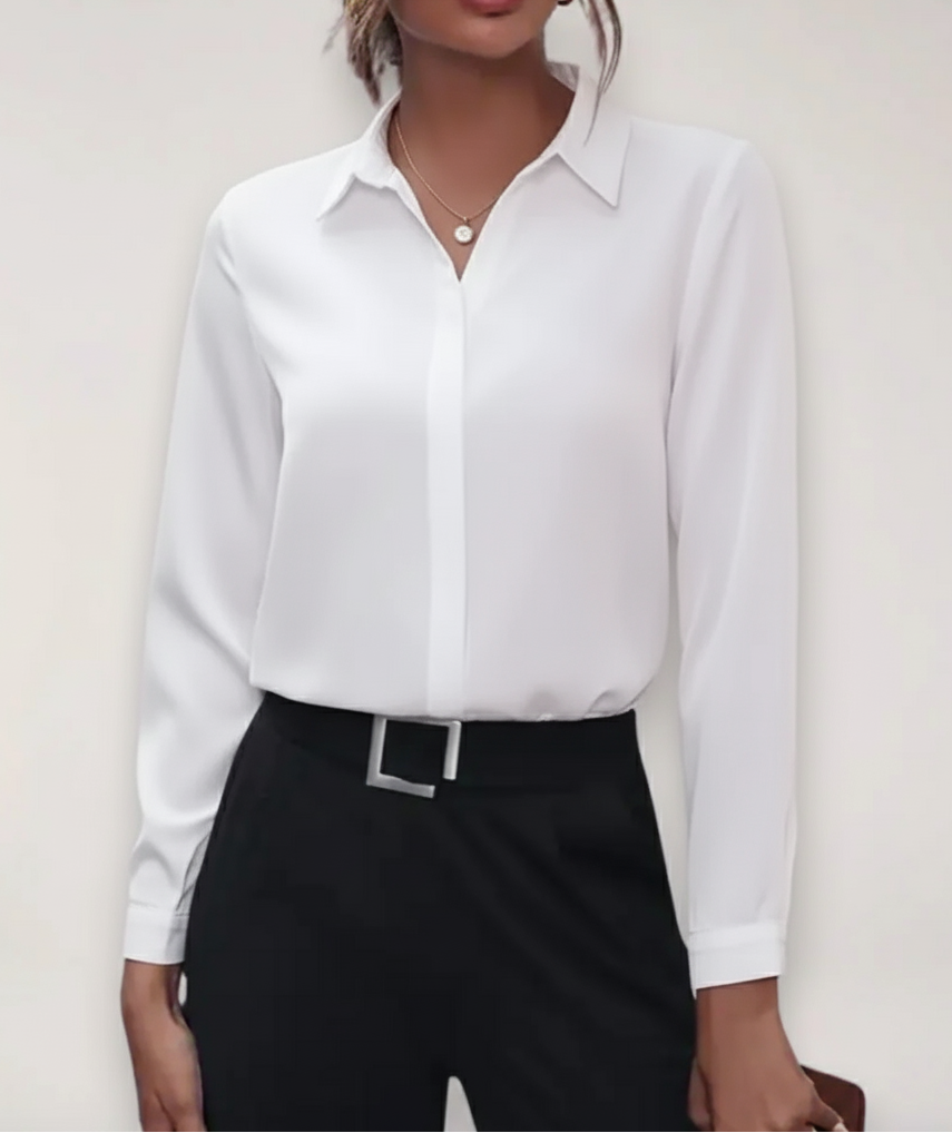 Blouse Femme Pauline | Élégance Minimaliste, Col Structuré 4