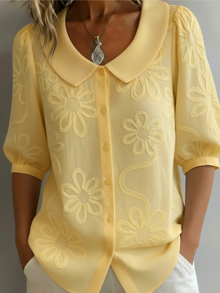 Blouse Flora Femme | Col Rond & Motif Floral Élégant 0