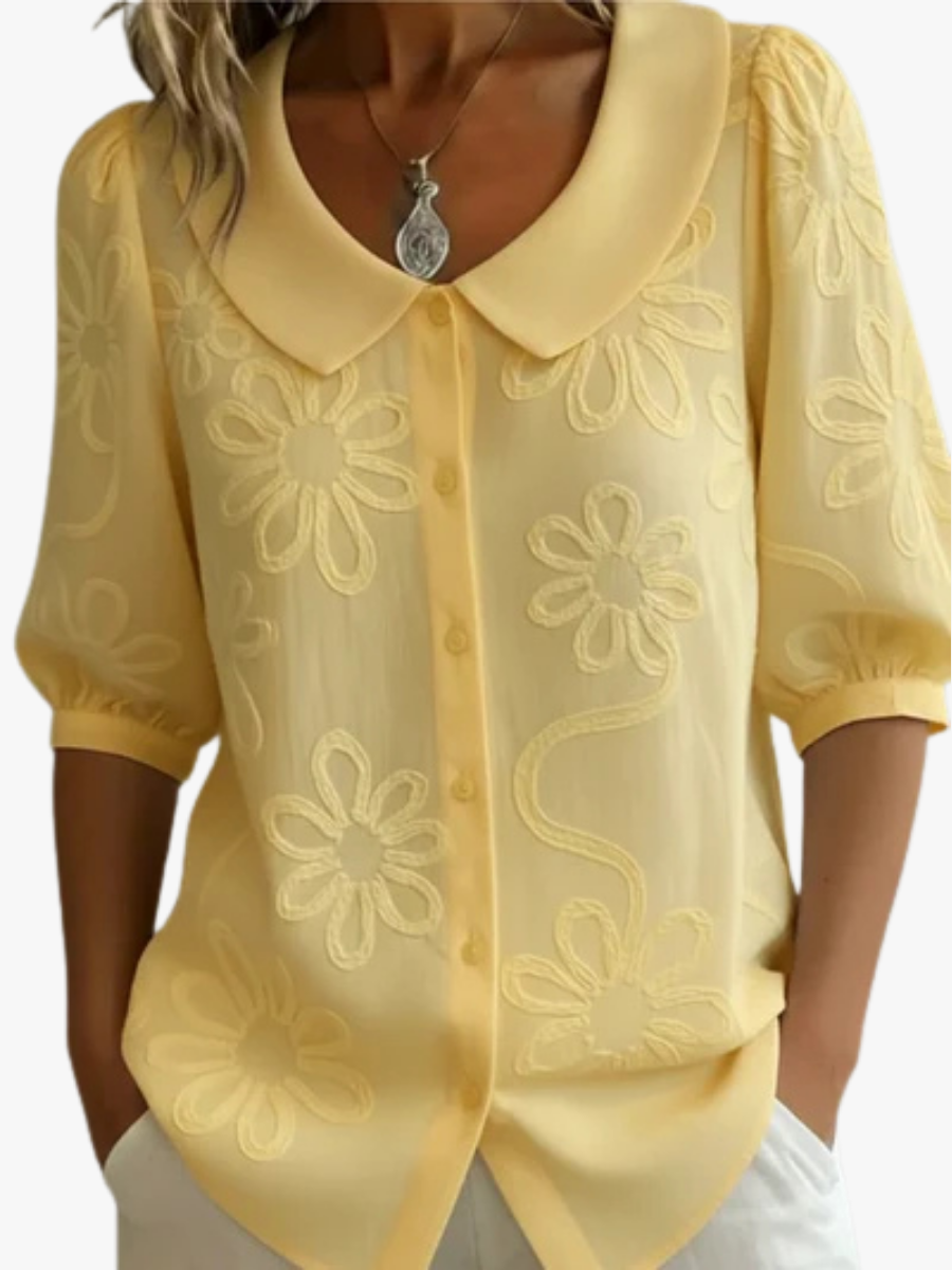 Blouse Flora Femme | Col Rond & Motif Floral Élégant 1
