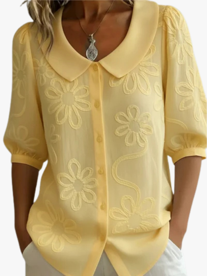Blouse Flora Femme | Col Rond & Motif Floral Élégant 1
