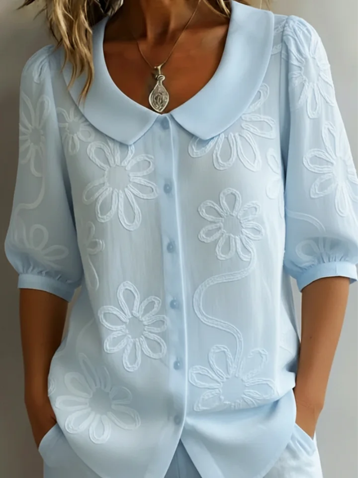 Blouse Flora Femme | Col Rond & Motif Floral Élégant 4