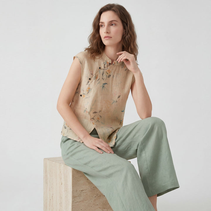 Blouse Riche Femme | Coton Imprimé Rétro, Détail Croisé Asymétrique 1