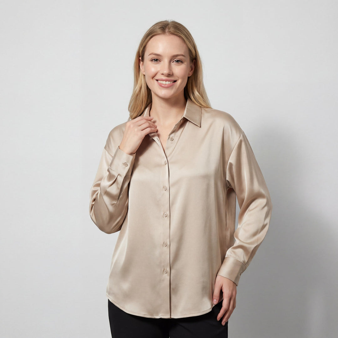 Blouse en Soie Riche | Élégante Chemisier Femme à Manches Longues 0