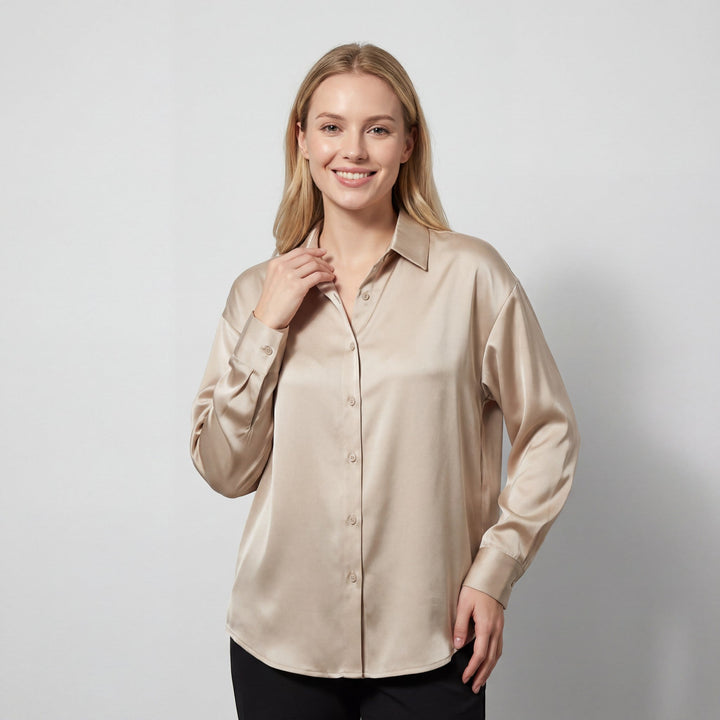 Blouse en Soie Riche | Élégante Chemisier Femme à Manches Longues 0
