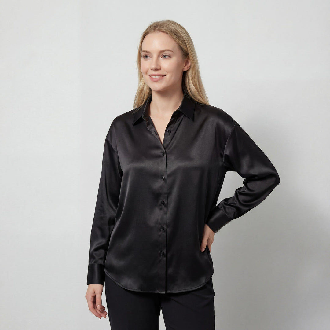 Blouse en Soie Riche | Élégante Chemisier Femme à Manches Longues 4