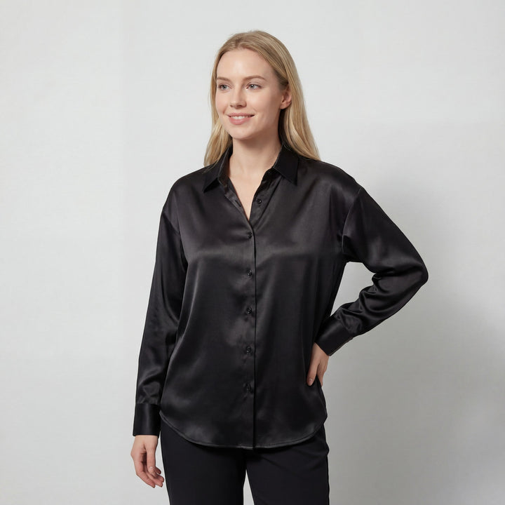 Blouse en Soie Riche | Élégante Chemisier Femme à Manches Longues 4