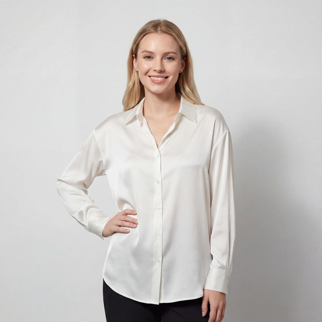 Blouse en Soie Riche | Élégante Chemisier Femme à Manches Longues 5