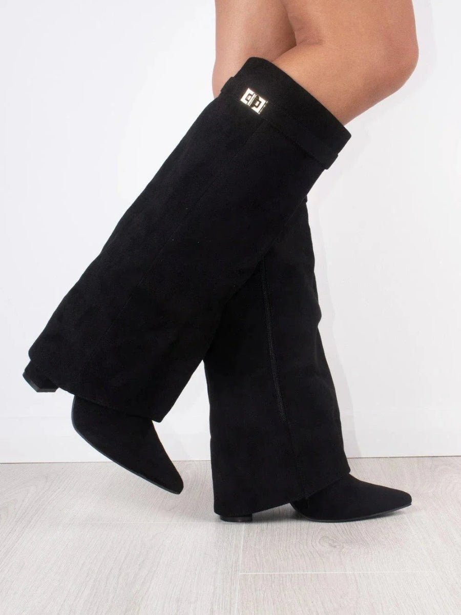 Bottes Bella | Suède Noir avec Détails Dorés Élégants pour Femme 3