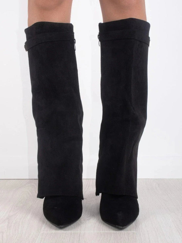 Bottes Bella | Suède Noir avec Détails Dorés Élégants pour Femme 4