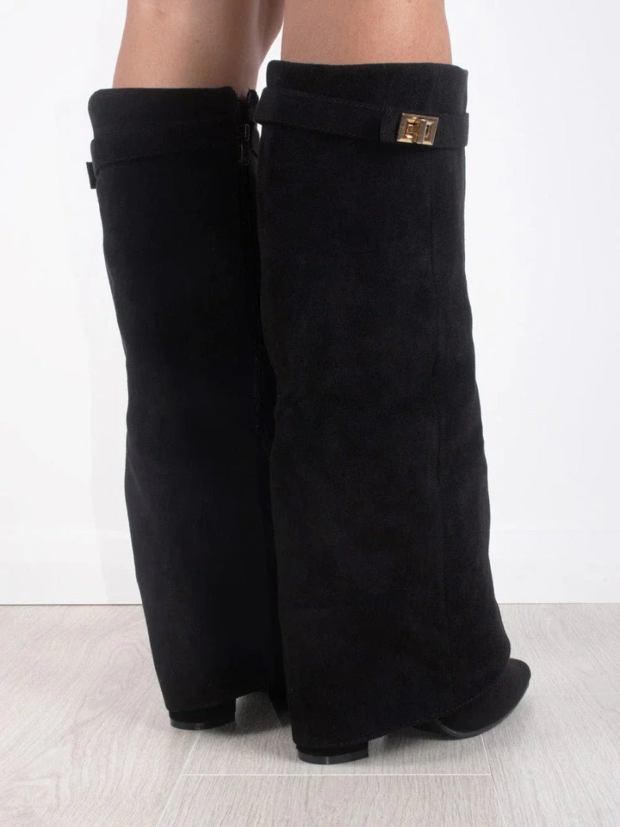 Bottes Bella | Suède Noir avec Détails Dorés Élégants pour Femme 5