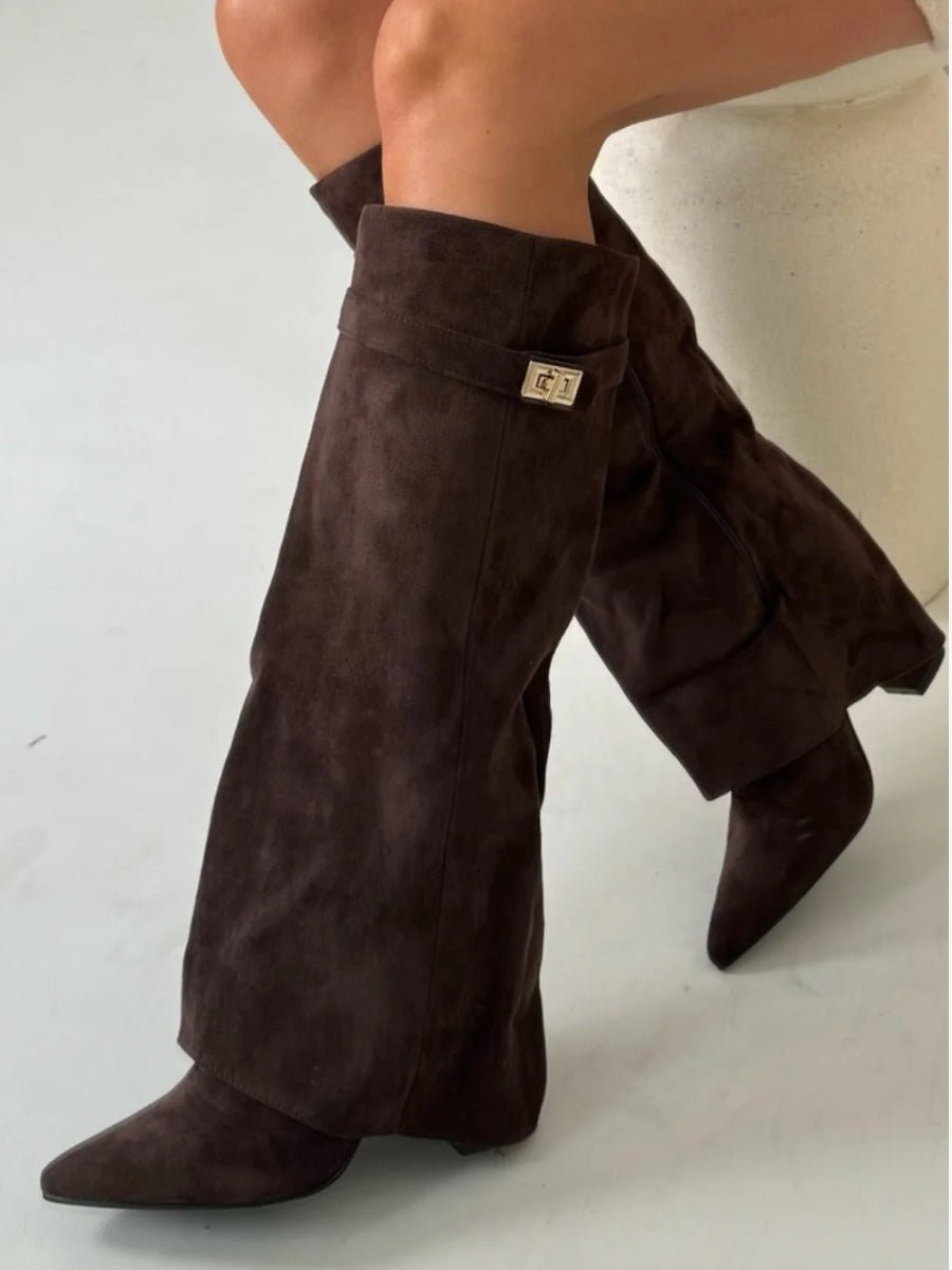 Bottes Bella | Suède Noir avec Détails Dorés Élégants pour Femme 9