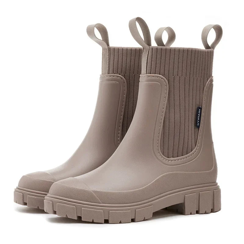 Bottes de pluie Émilie femme | Caoutchouc imperméable, tige élastique chic 0