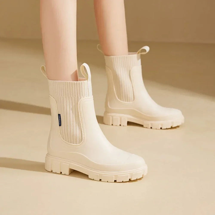 Bottes de pluie Émilie femme | Caoutchouc imperméable, tige élastique chic 4