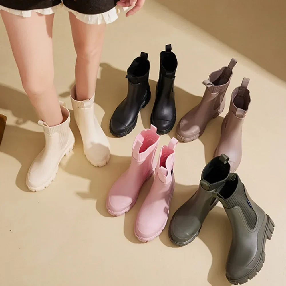 Bottes de pluie Émilie femme | Caoutchouc imperméable, tige élastique chic 6